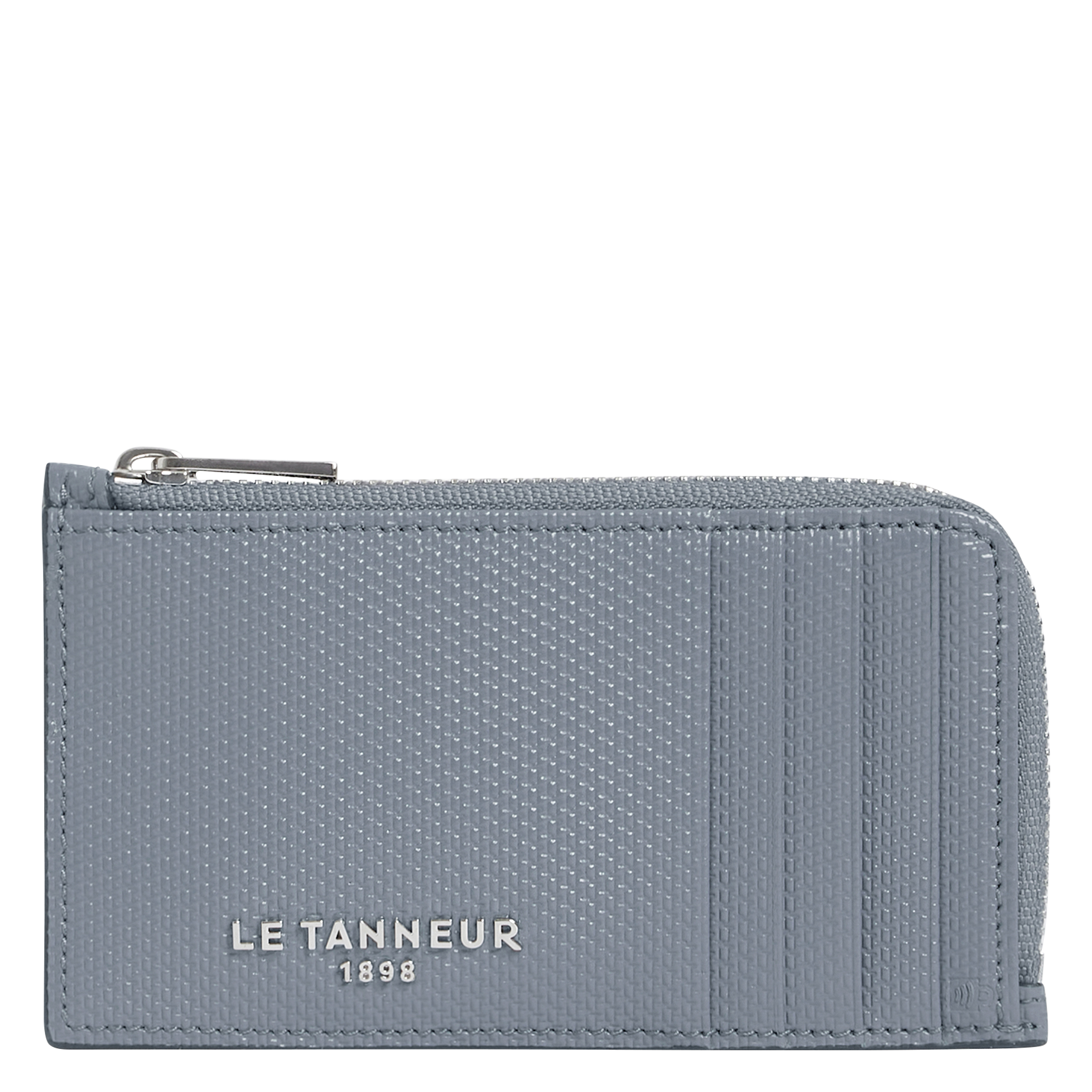 EMILE - Porte carte zippé en cuir monogramme | Bleu