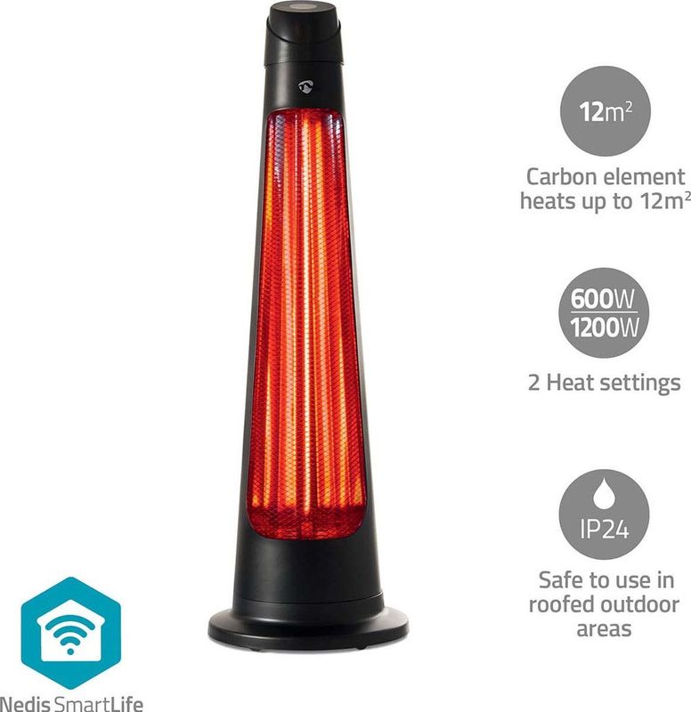 Nedis - SmartLife Patio Verwarmer - Zwart - 1200 W - Wi-Fi - IP24