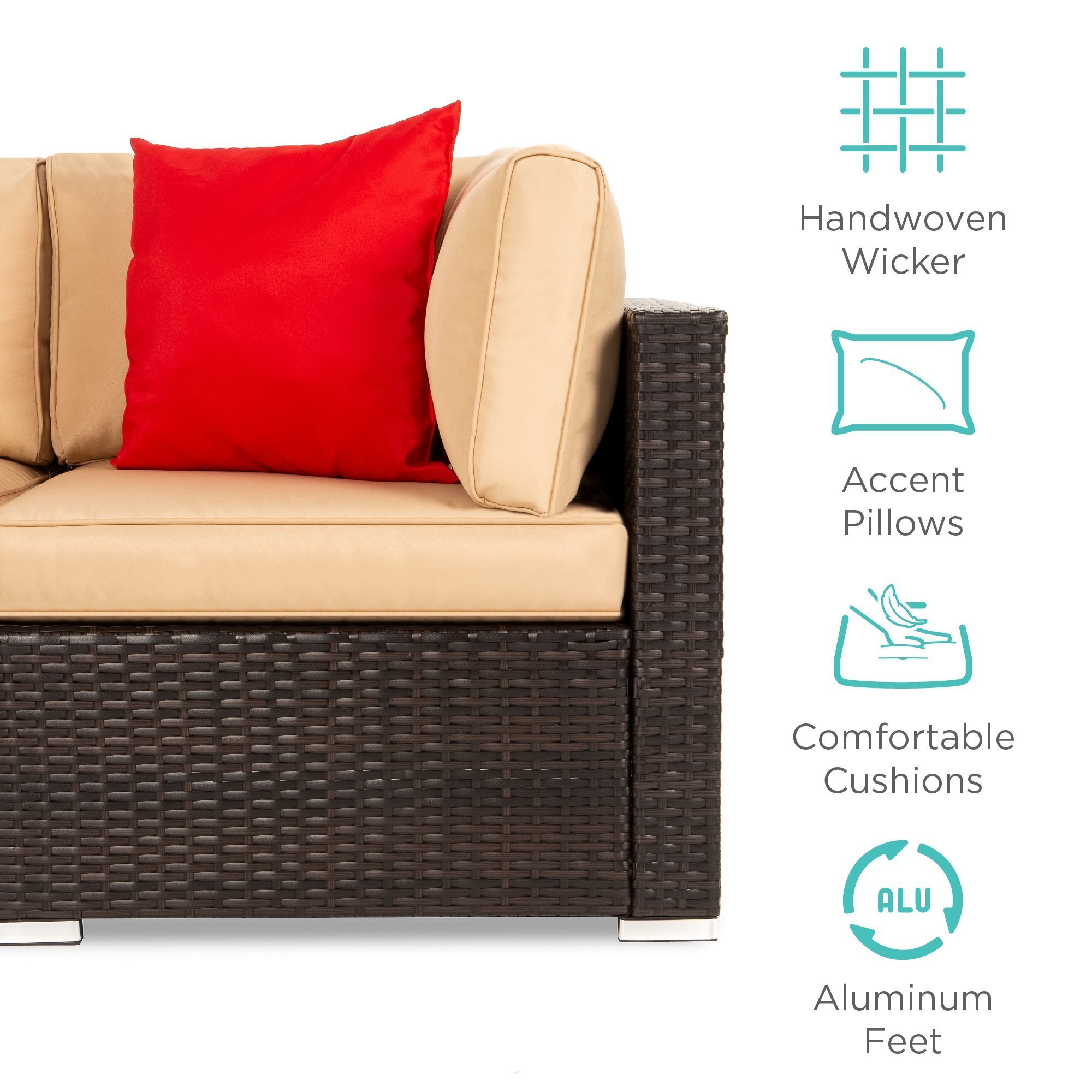 Best Choice Products 7-Piece Modular Outdoor Conversational Furniture Set, Wicker Sectional Sofas