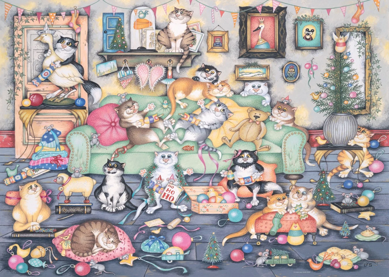 Ravensburger - Puslespil Crazy Cats Christmas Crackers 1000 brikker