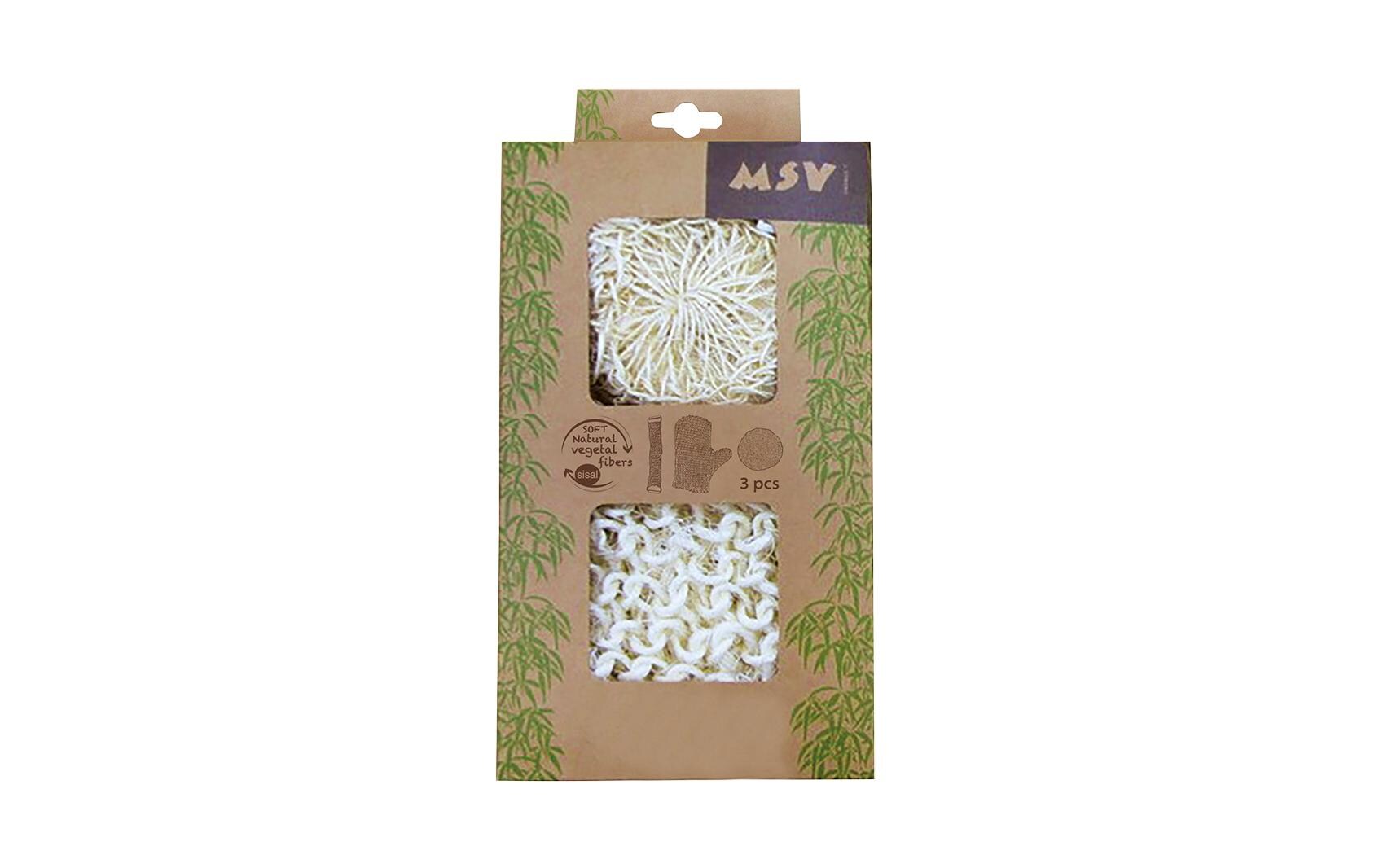 Badeschwamm-Set aus Sisal, WeissHautpeeling-Set