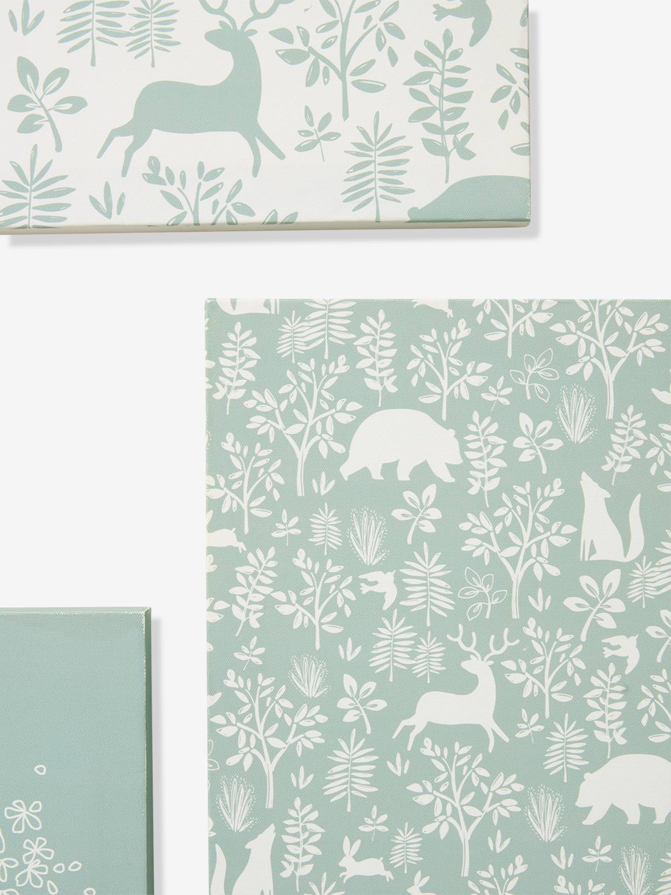 Conjunto de 3 pinturas NA FLORESTA verde salgueiro
