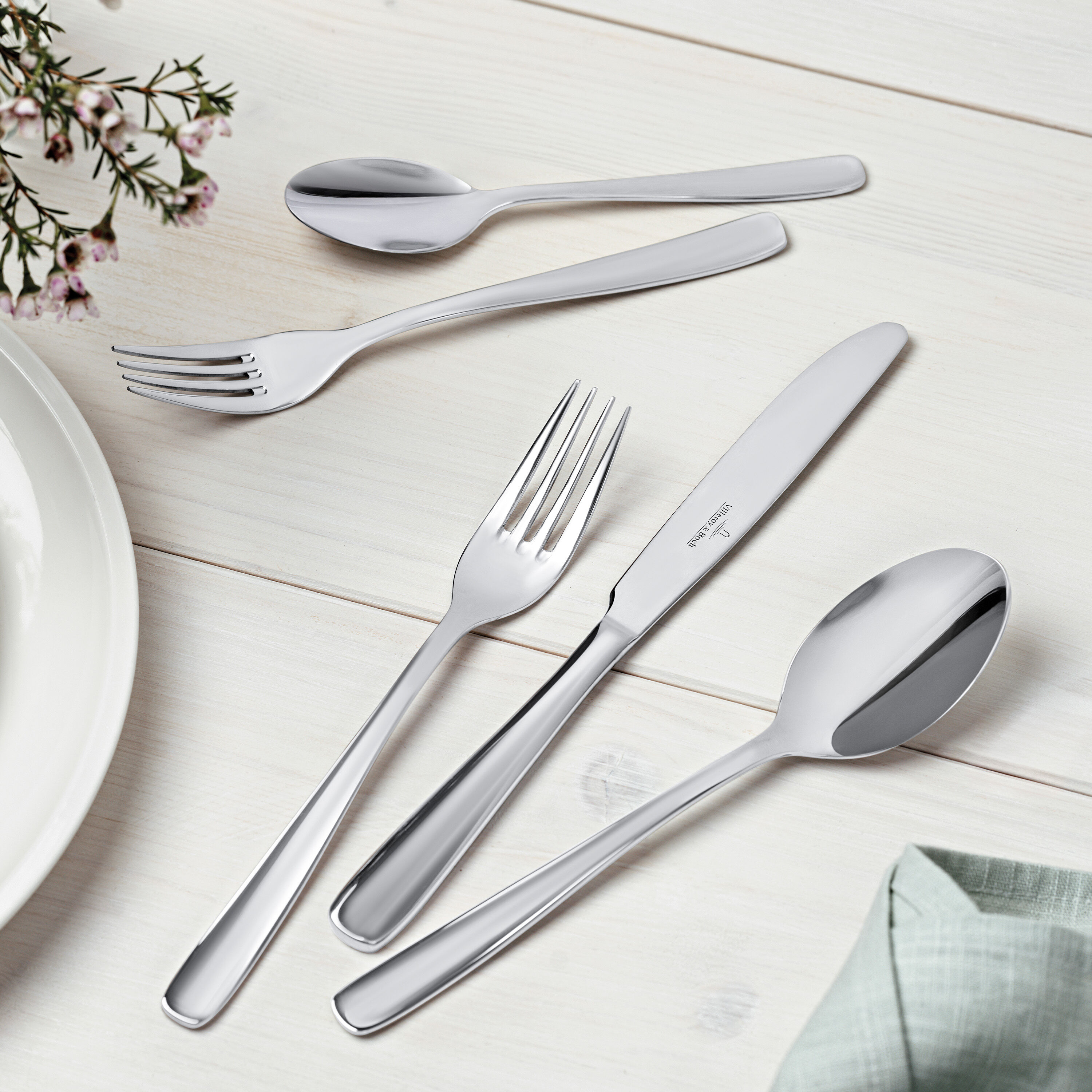 Liam 40-piece flatware set stainless steel