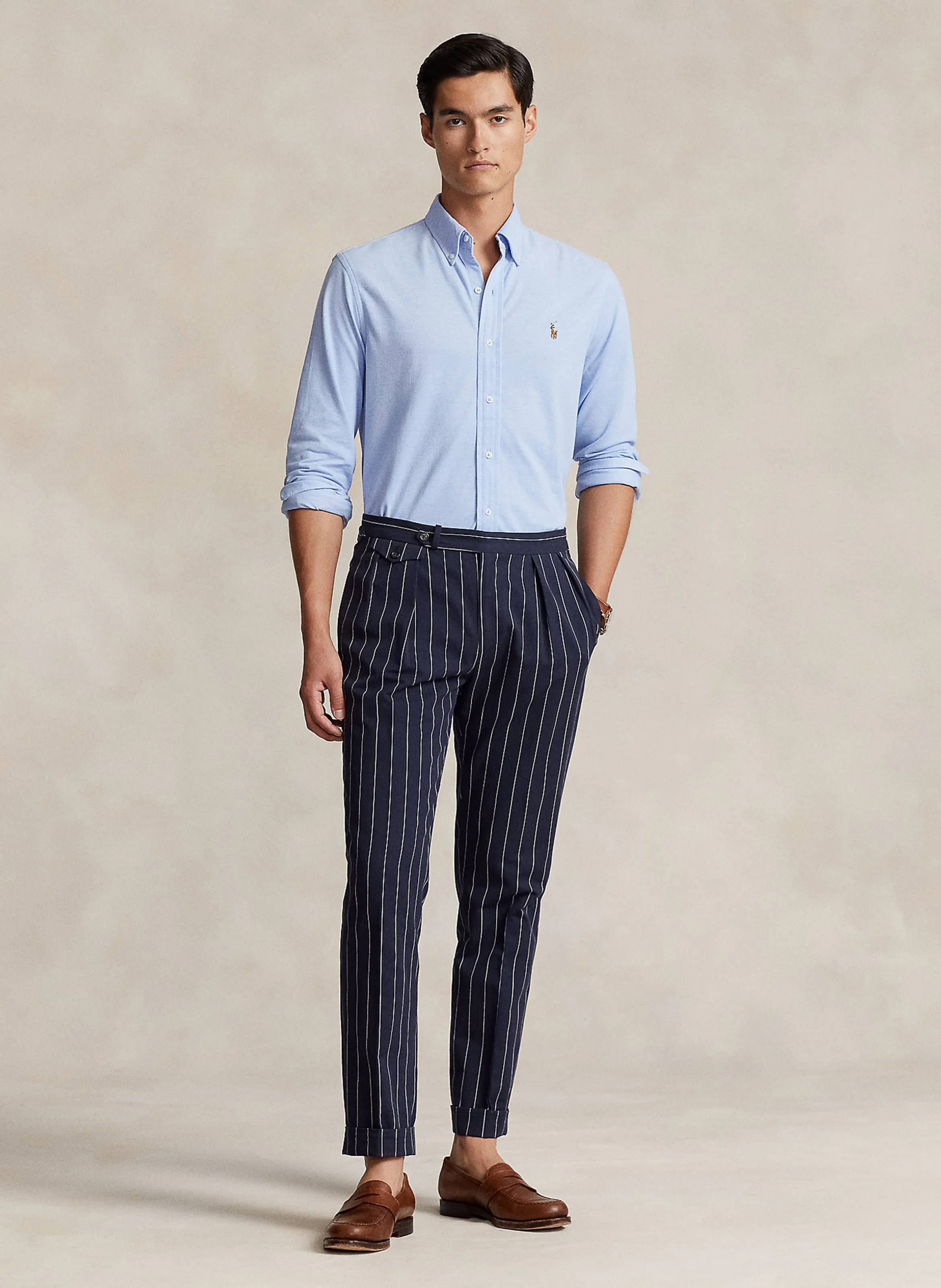 Chemise droite col classique en coton | Bleu