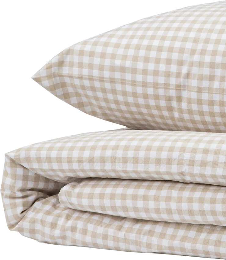 Magasin du Nord Collection Gingham check washed percale beige 140x200