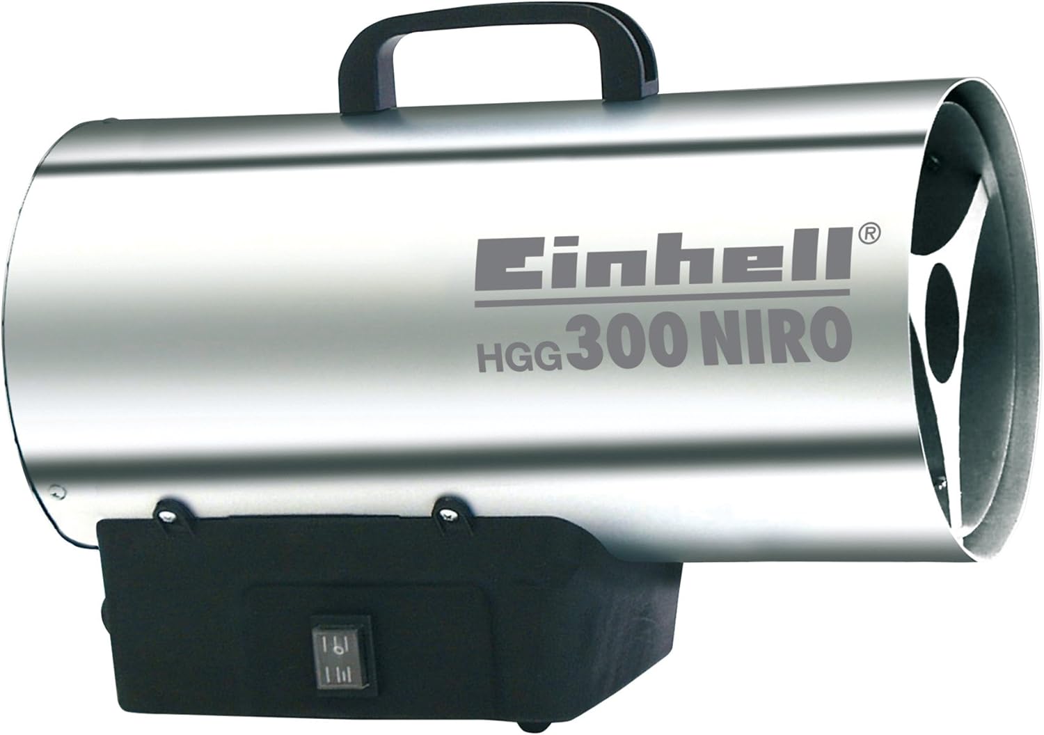 Einhell Heißluftgenerator HGG 300 Niro (30 kW, 1,5 bar Betriebsdruck, 500 m³/h Luftvolumenstrom, Piezozündung, Rückbrandsicherung, Turbo-Ventilator), Silber, Schwarz