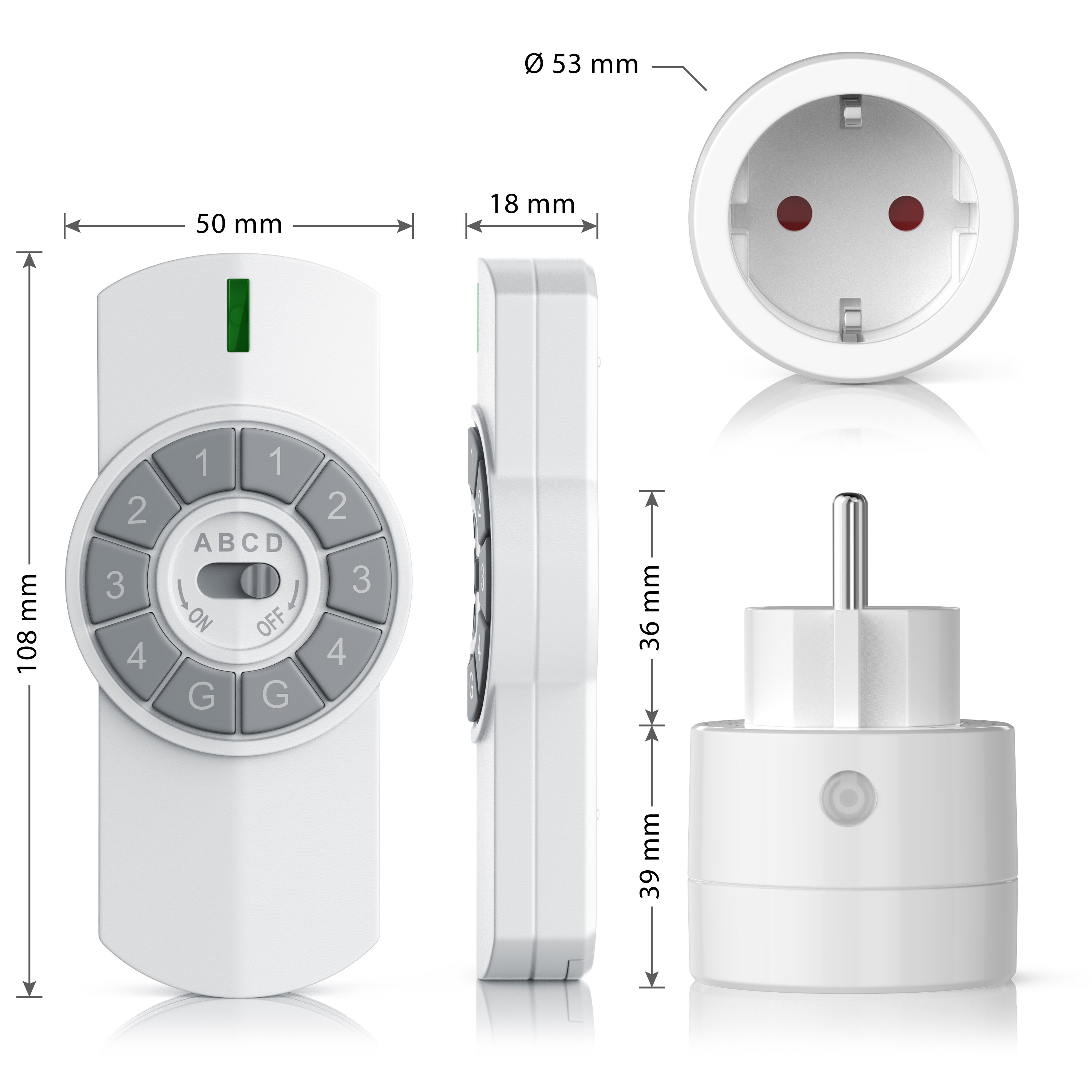 BEARWARE Funksteckdosen-Set für den Innenbereich 3x Funksteckdosen + Fernbedienung / max. 25m