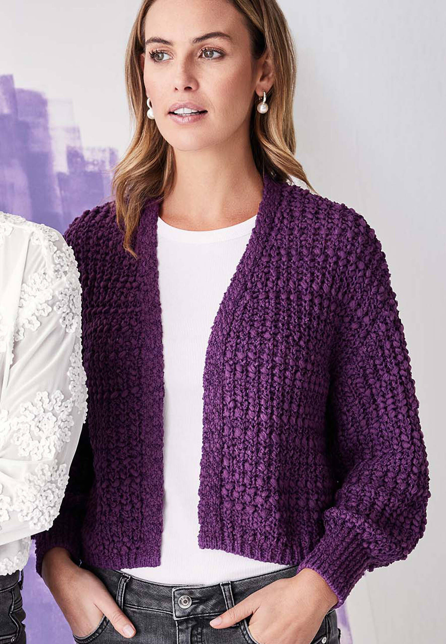 zero| Damen Kurze Strickjacke Grobstrick