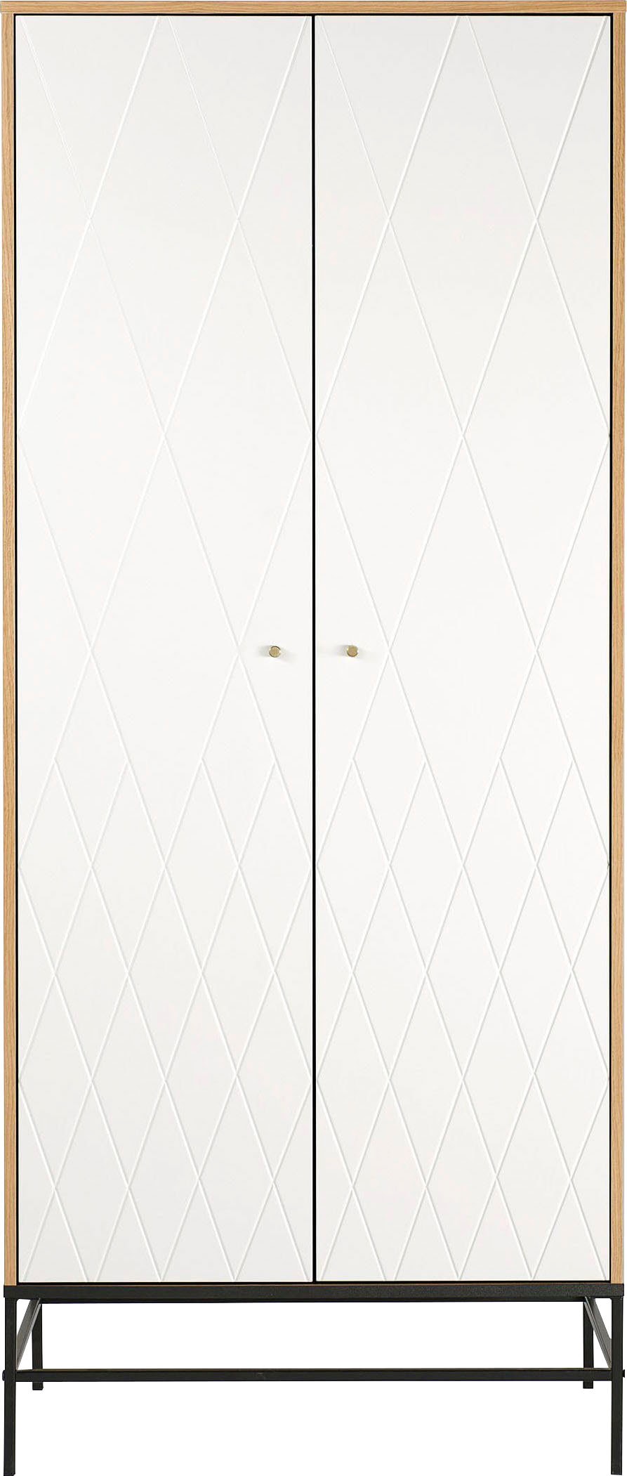 andas Kleiderschrank »MIA« Fräsungen in den Fronten, goldene Griffe, Breite 80 cm, FSC®