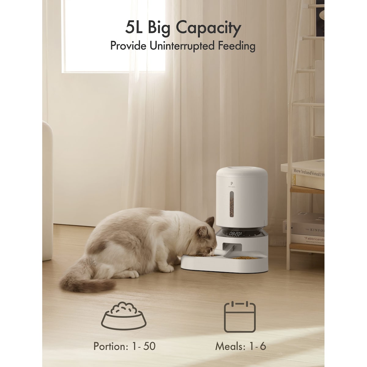 Petlibro Granary WiFi dobbelt matbrett automatisk kattemater 5L (hvit)