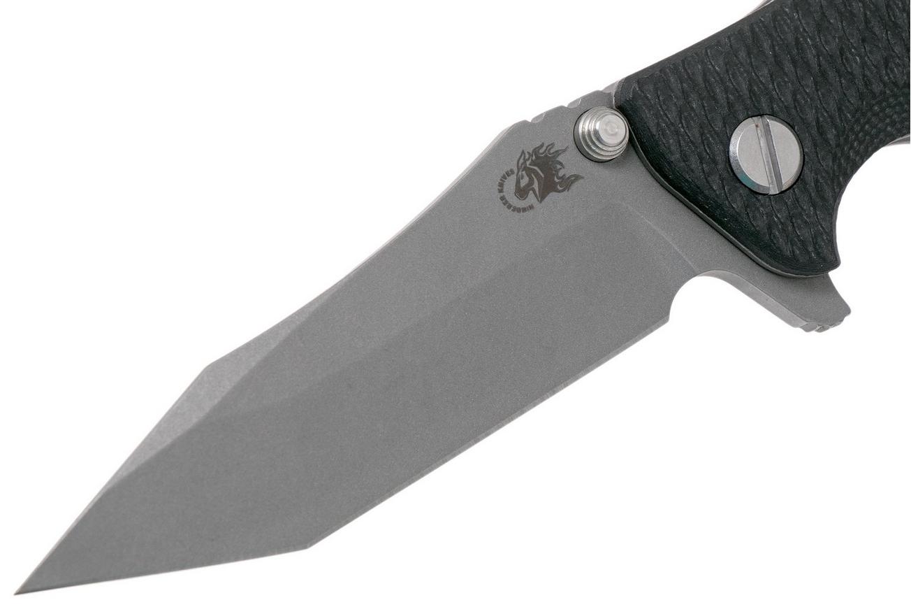 Rick Hinderer Eklipse 3.5” Tanto, CPM 20CV Working Finish, Black G10 zakmes