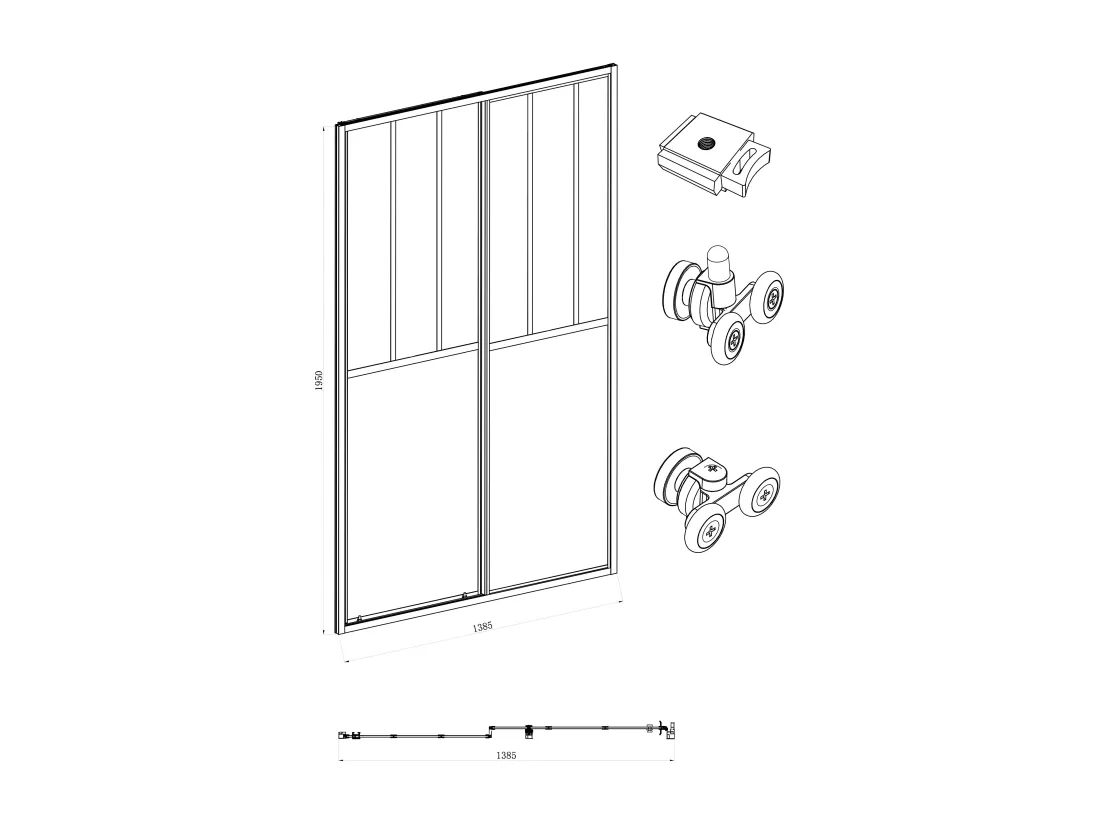Porte de douche coulissante noir mat style atelier - 140 x 195 cm - URBANIK