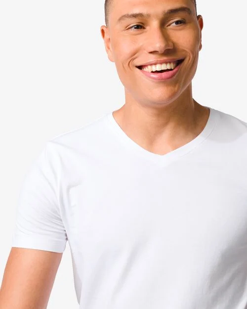 t-shirt homme slim fit col en v blanc