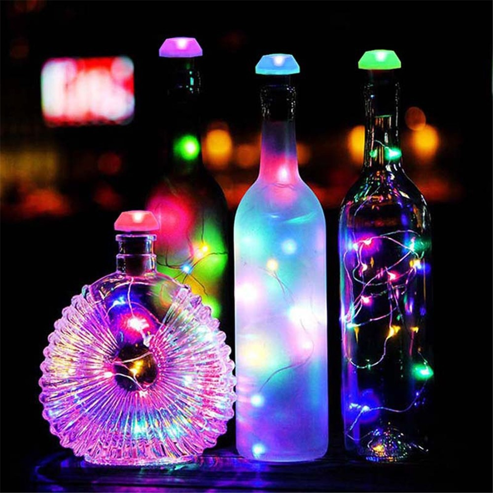 (6er Set) 80cm 8 LED's Deko Solar Lichterkette Flaschenlicht mit Farbwechsel Blink Effekt im Korken Look IP44 - Bunt