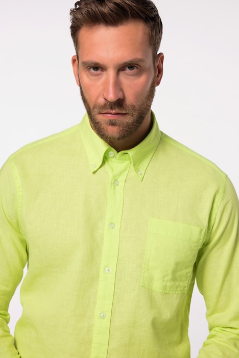 Leinenmixhemd, Langarm, Buttondown-Kragen, Modern Fit