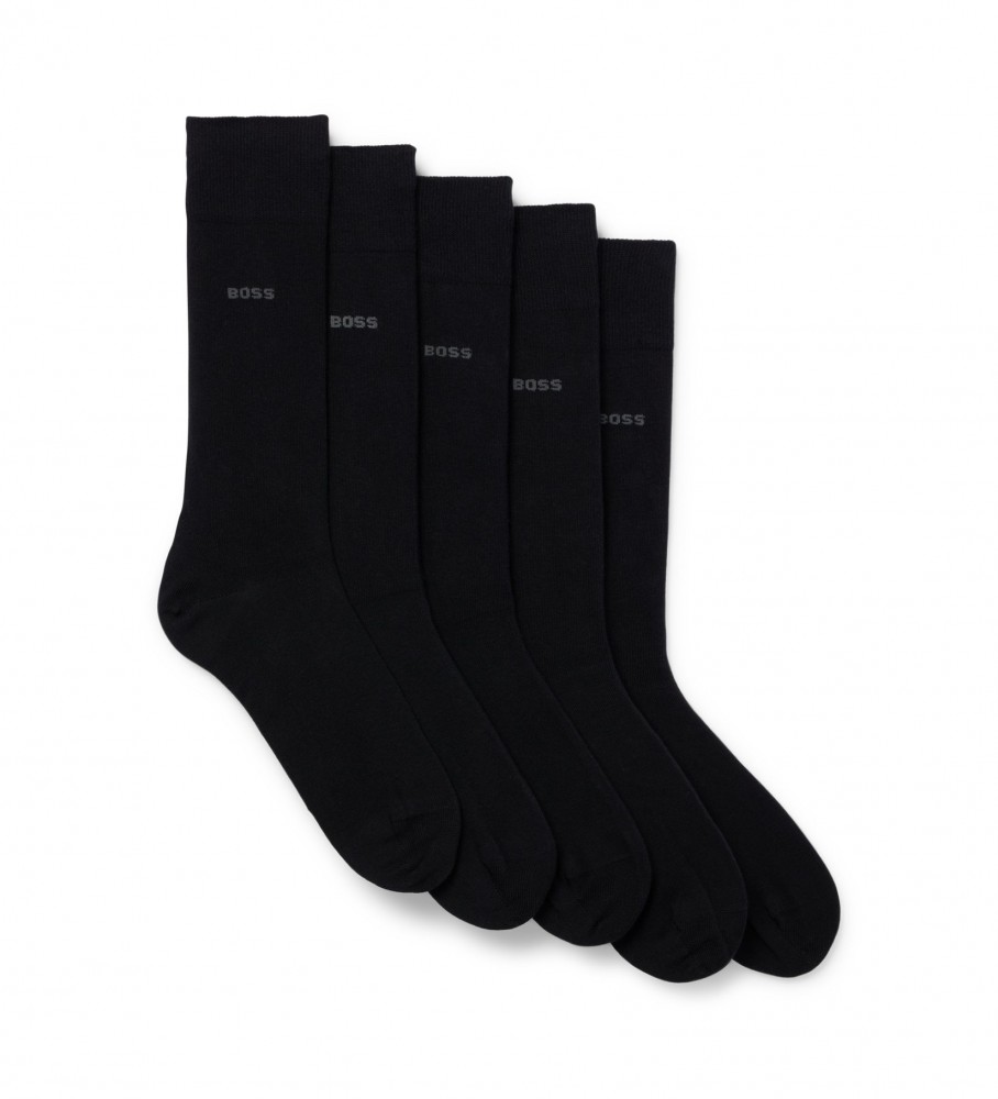 Pacote com 5 pares de meias pretas unissex da BOSS
