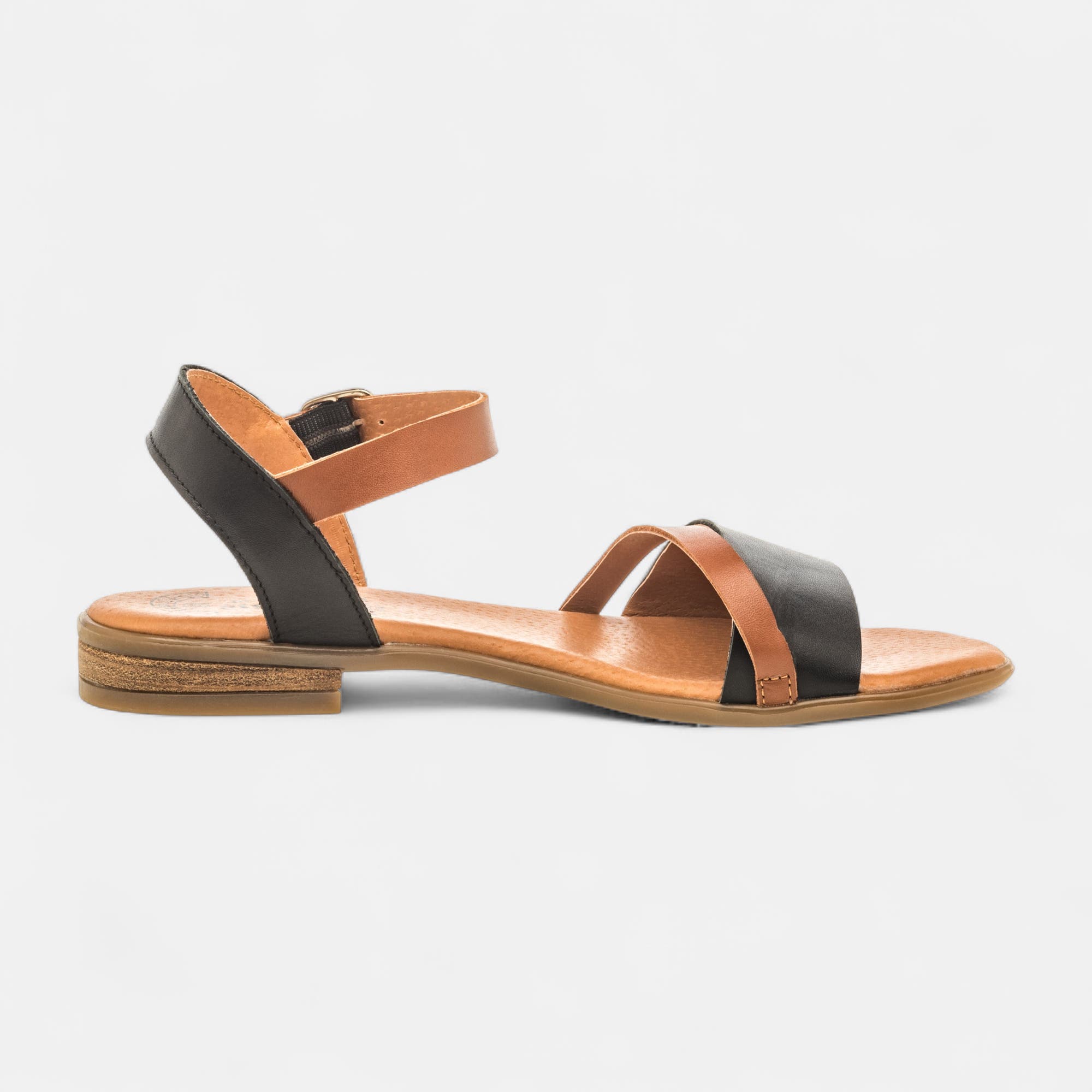 Nu-pieds Femme en cuir noir