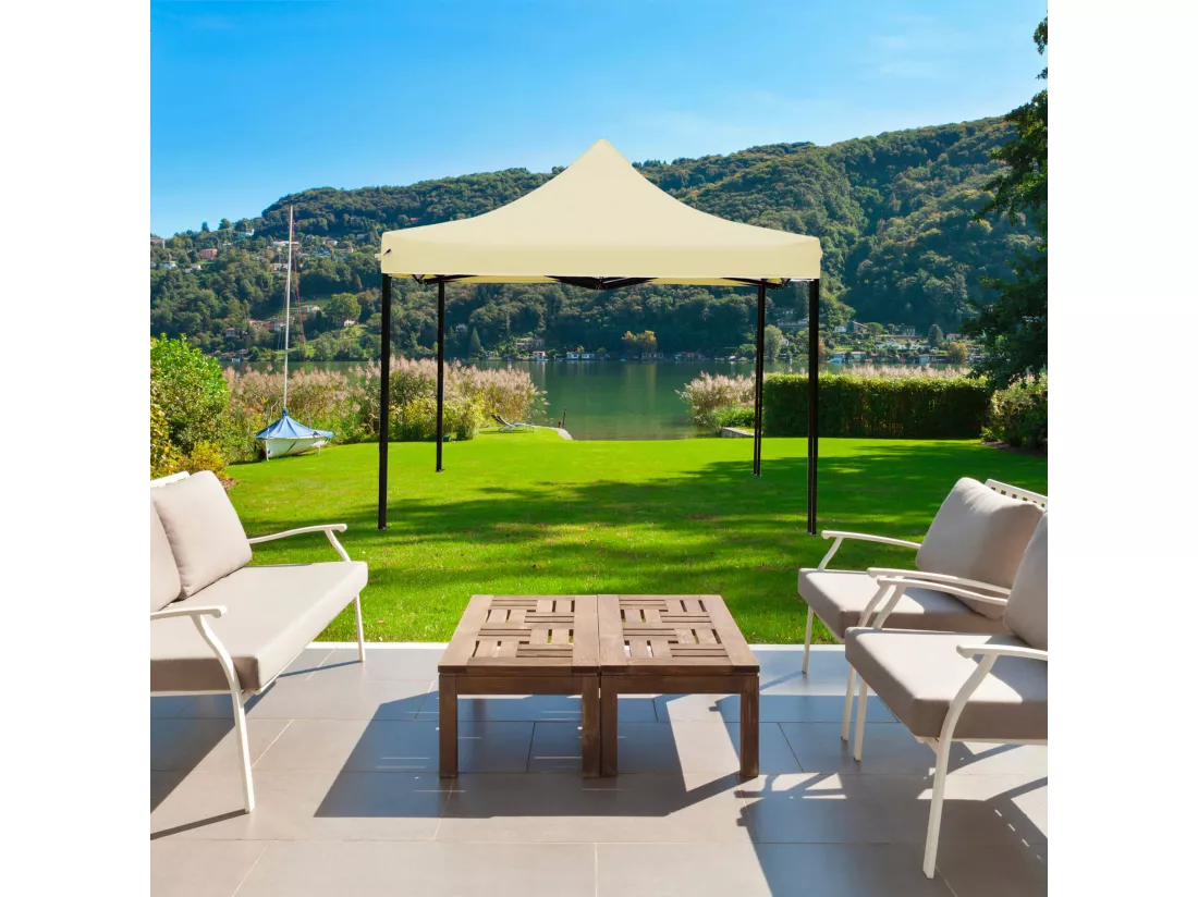 Gazebo Aneto 3x3 m Polyester Métal Beige Noir