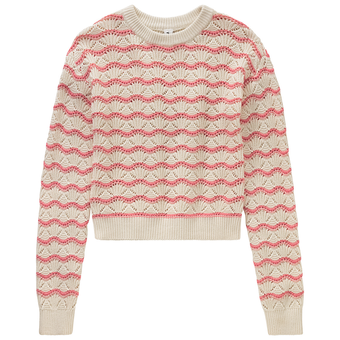 Yigga Mädchen Strickpullover mit Allover-Muster creme / pink