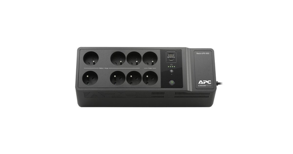 APCBack-UPS BE850G2-FR - Noodstroomvoeding ups  (Zwart, 8x Schuko, 850VA, 2 USB opladers, 1 USB datapoort)