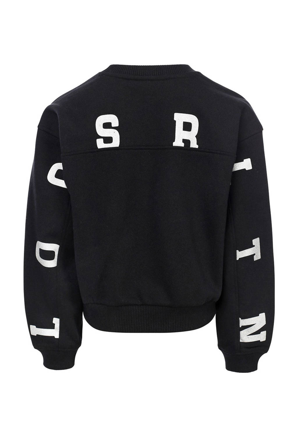 LOOXS sweater met tekst zwart/wit