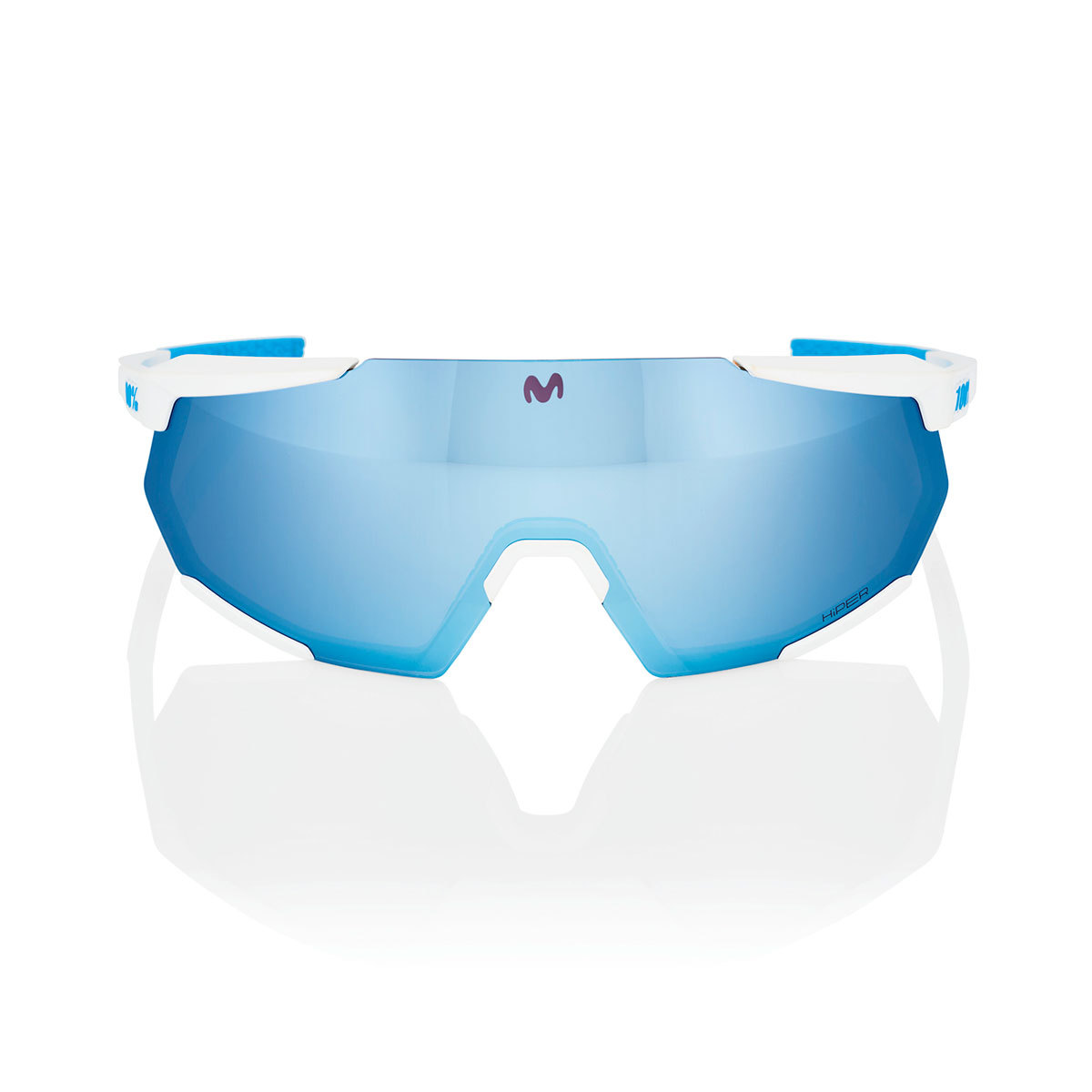 100% Racetrap 3.0 Movistar Team Wit met HiPER Blue Multilayer Mirror Lens