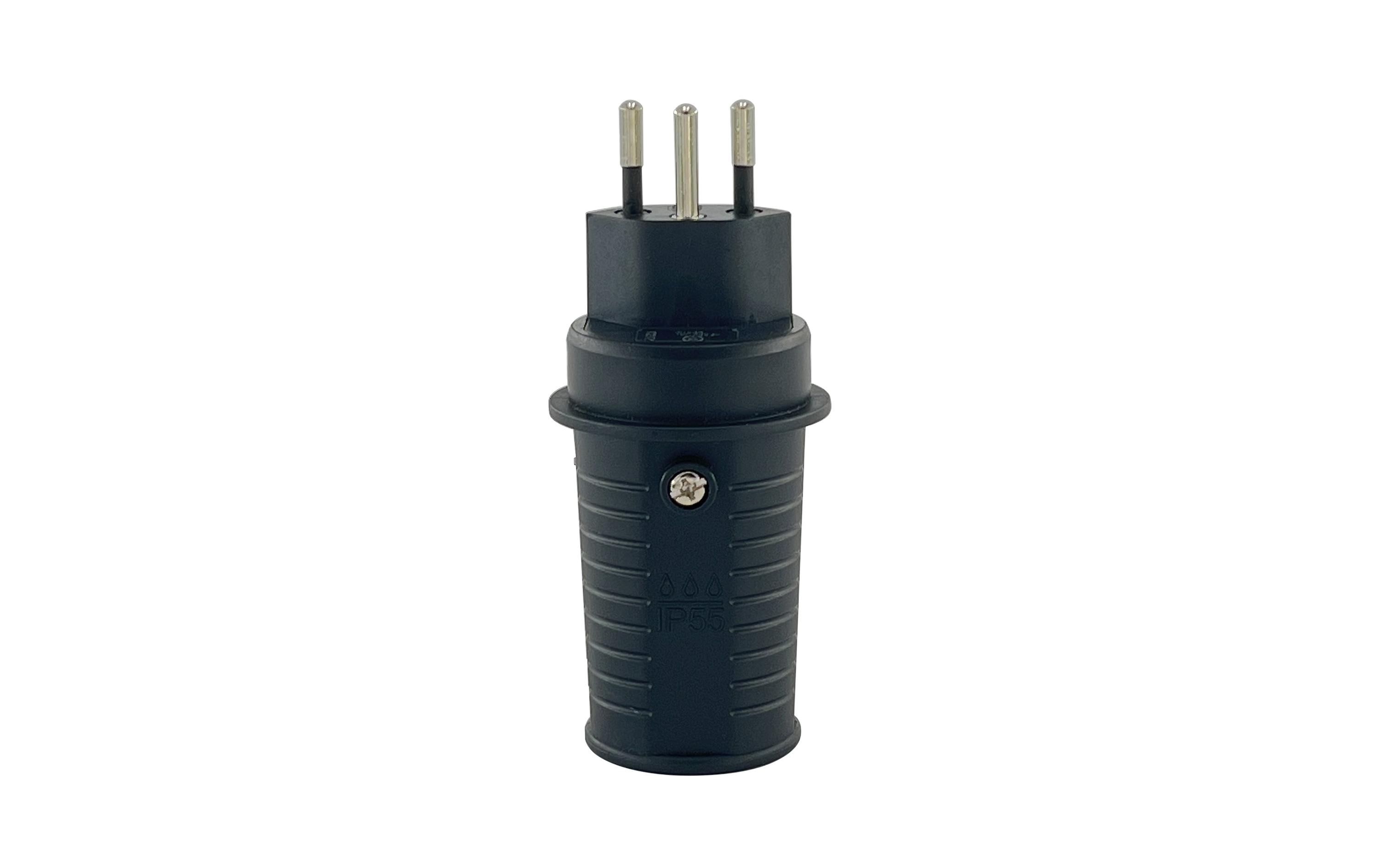 Montagestecker T13 IP55, SchwarzStecker T13 auf Schraubklemme, 3-polig, 2500W, 230 V, 10A