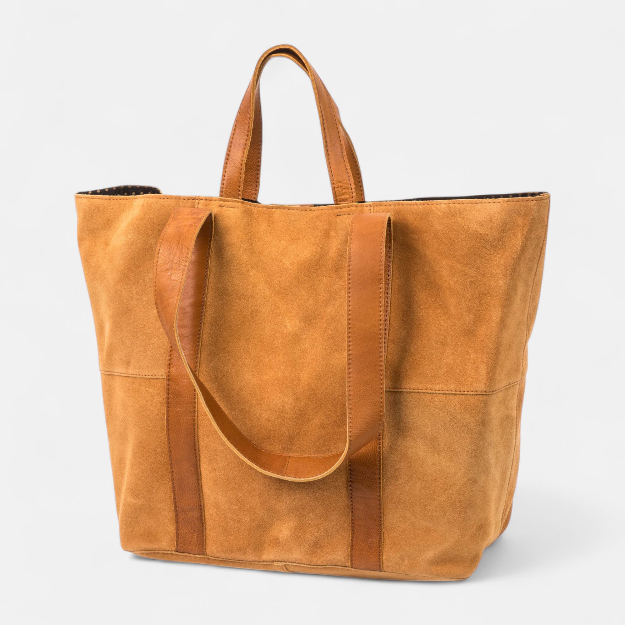 Sac de shopping en cuir cognac