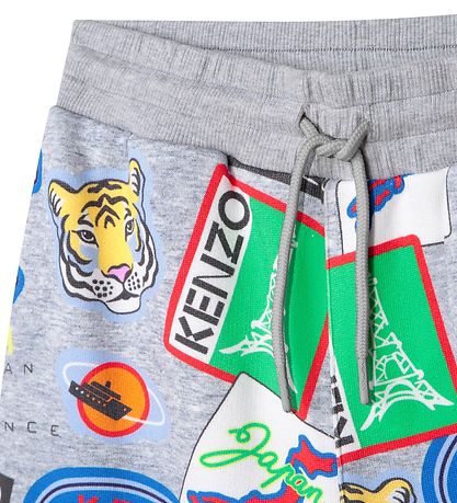 Kenzo Sweatshorts - Gråmeleret m. Print