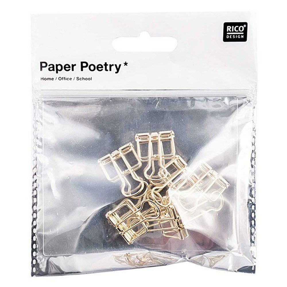 6 pinces double-clip doré 19 mm