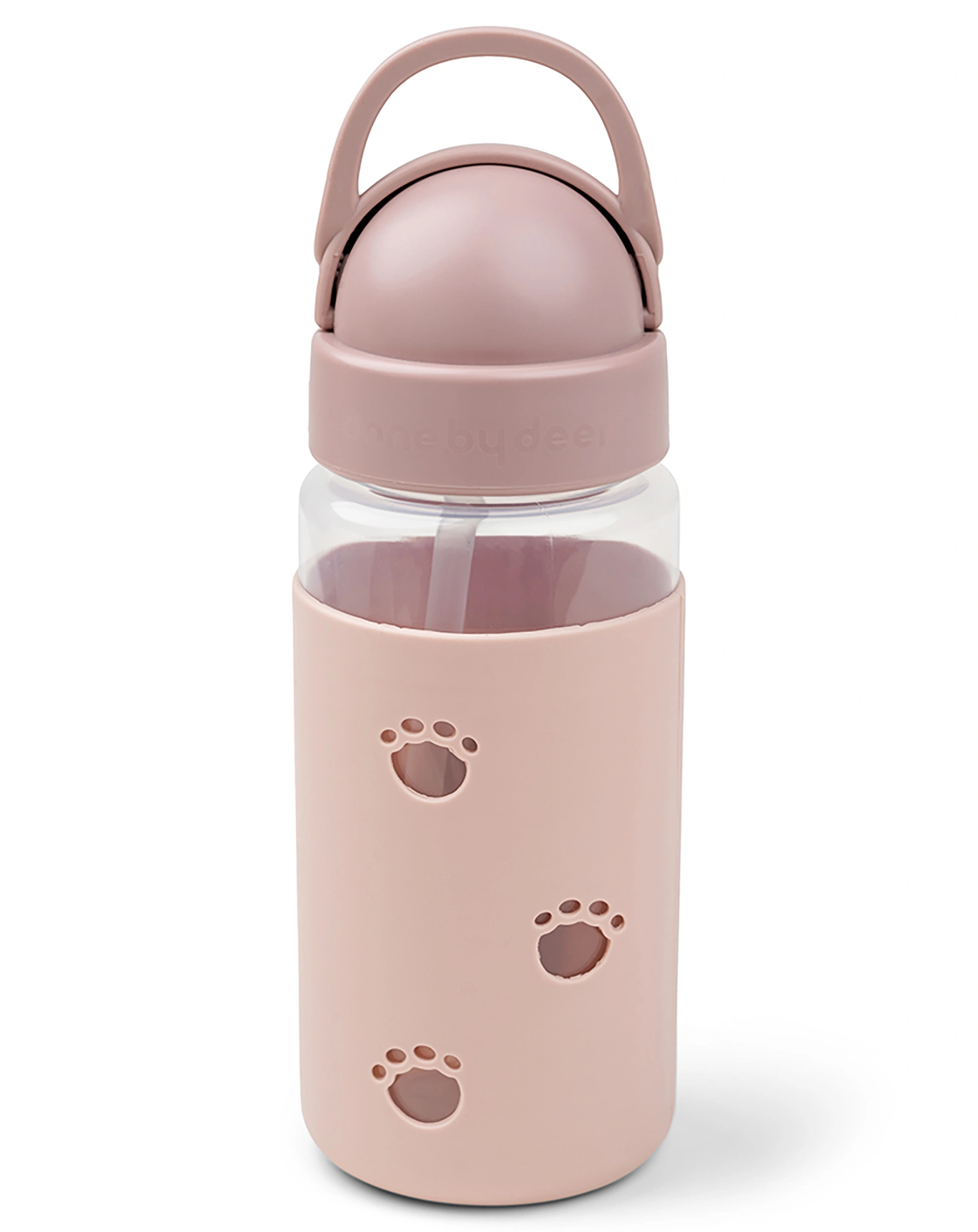 Trinkflasche EASY-GRIP - ELPHEE (350ml) mit Trinkhalm in rosa