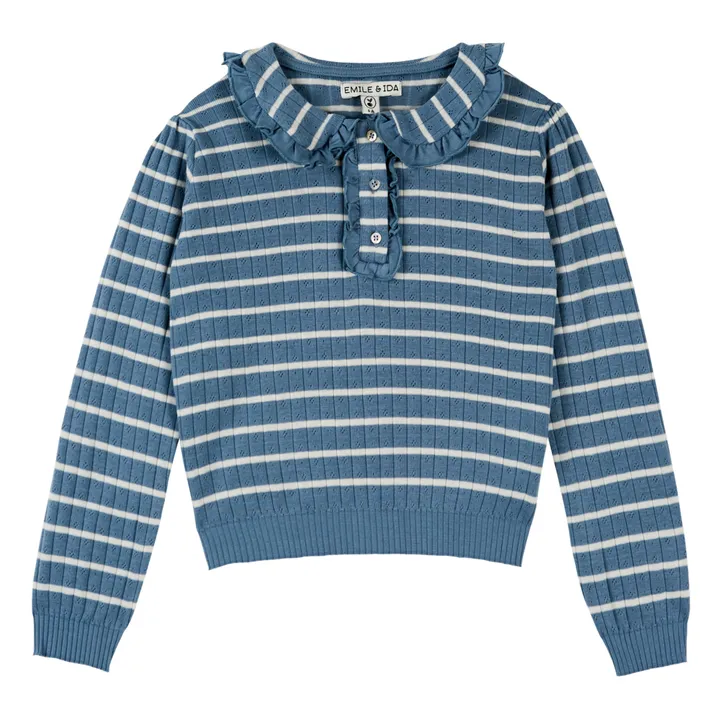 Emile et Ida Pull Pointelle Léger | Bleu