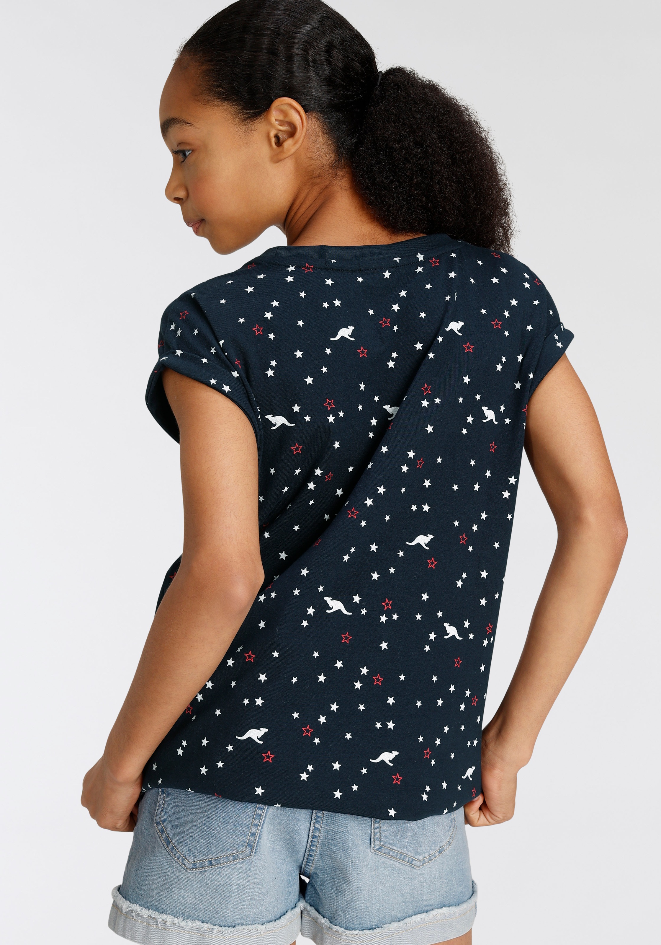 KangaROOS T-Shirt »Allover-Muster«, Kurzarm,  bequeme Passform,  aus Jerseystoff,  elastisches Material