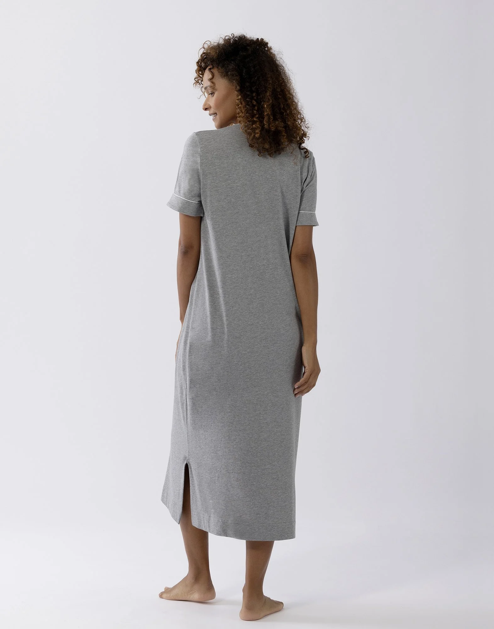 INTEMP A11 - Chemise de nuit manches courtes en coton modal | Gris