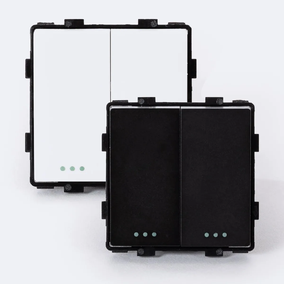 Ledkia interrupteur double bouton-poussoir - Blanc