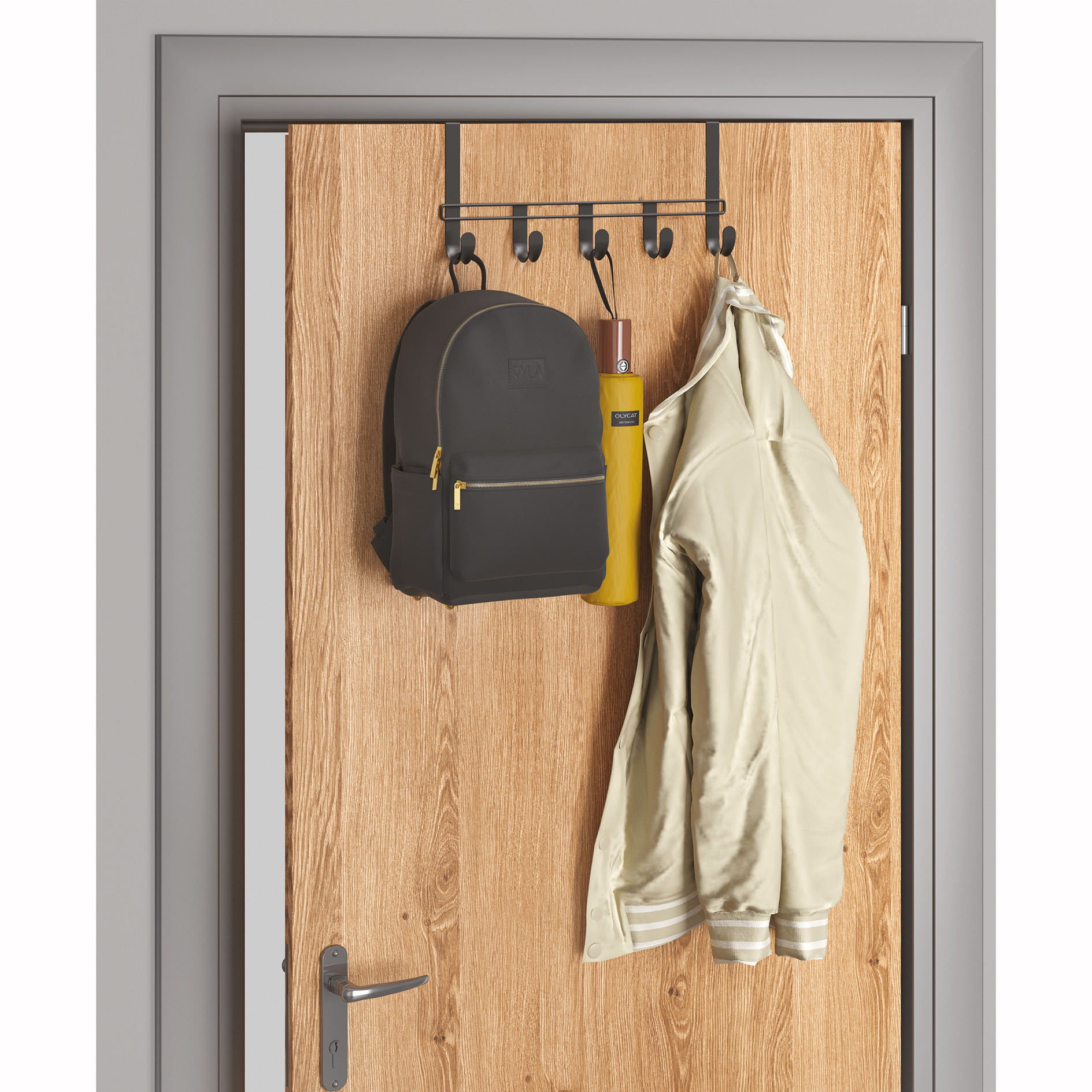 Türgarderobe - schwarz matt - 5 Haken - 38cm