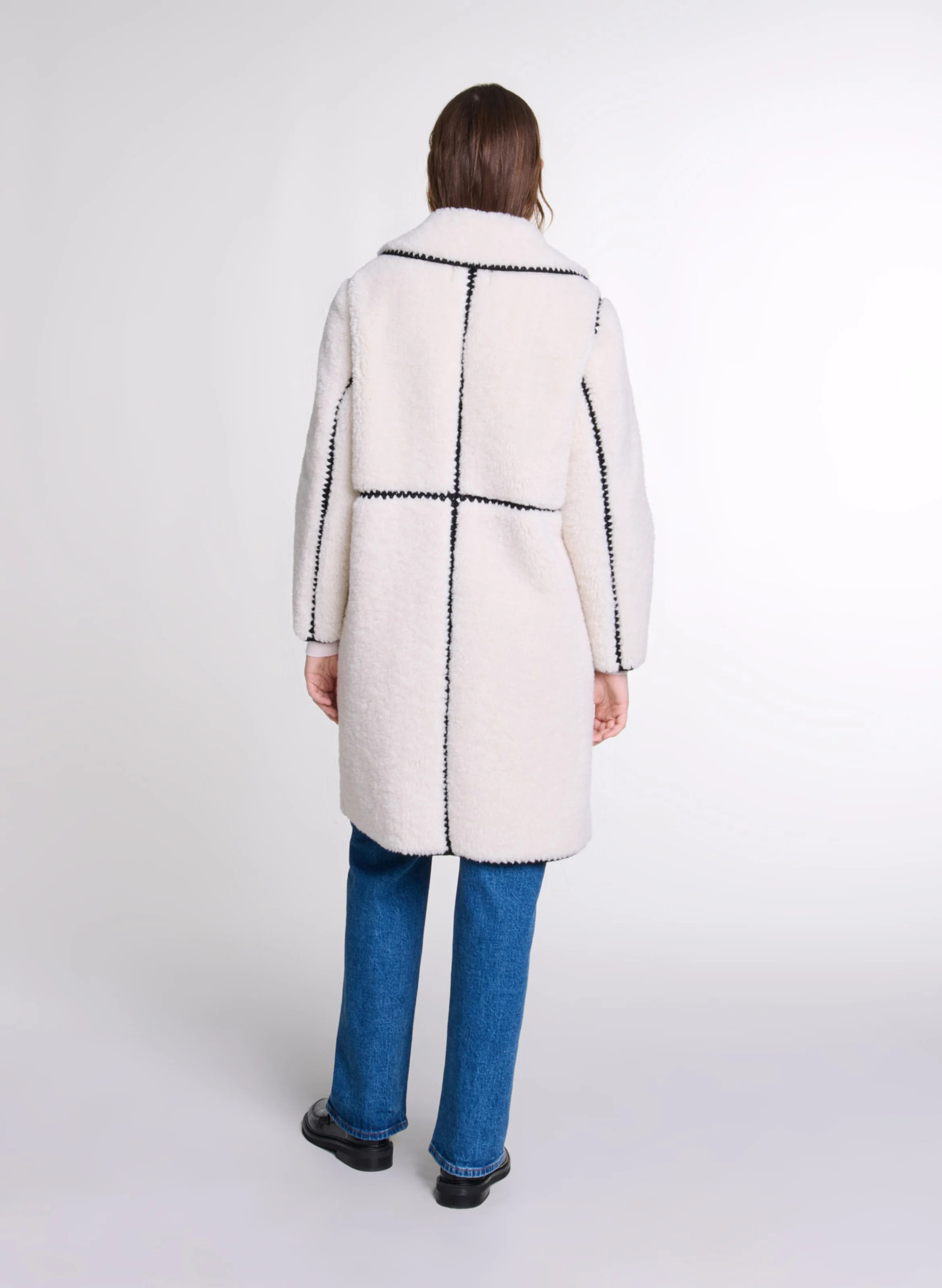 Manteau long effet fourrure| Blanc