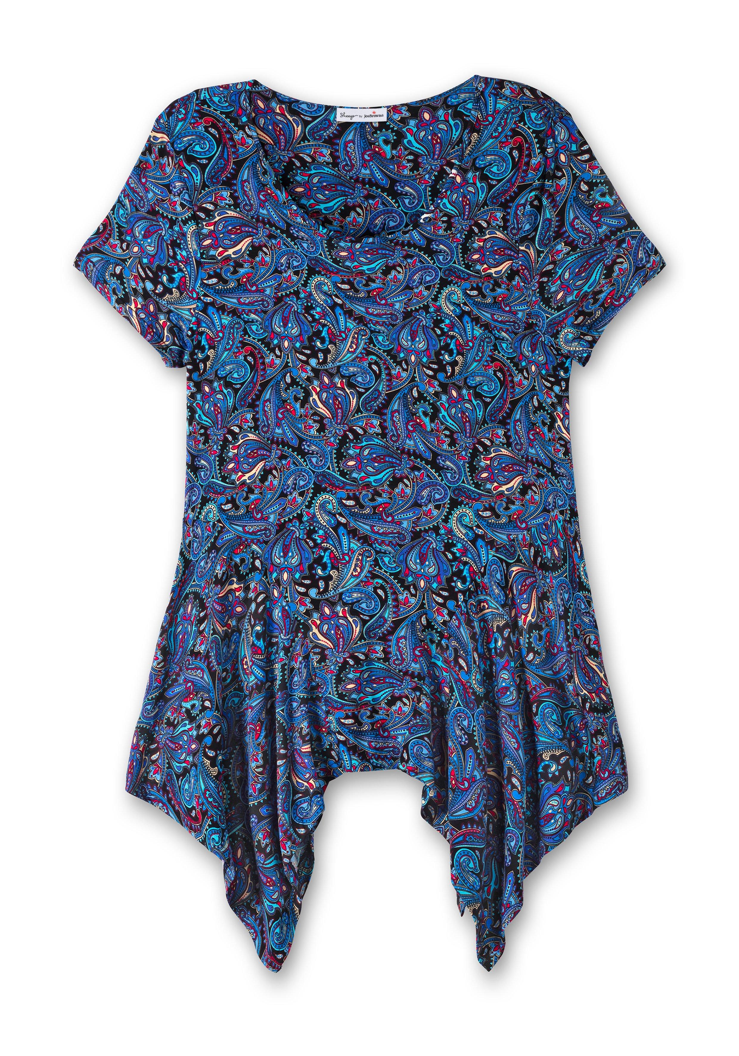 Zipfelshirt in Longform, mit Paisleydruck