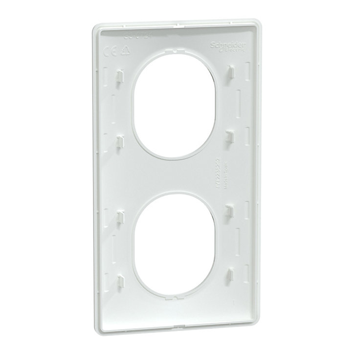 Plaque de finition double verticale Schneider Electric Ovalis blanc