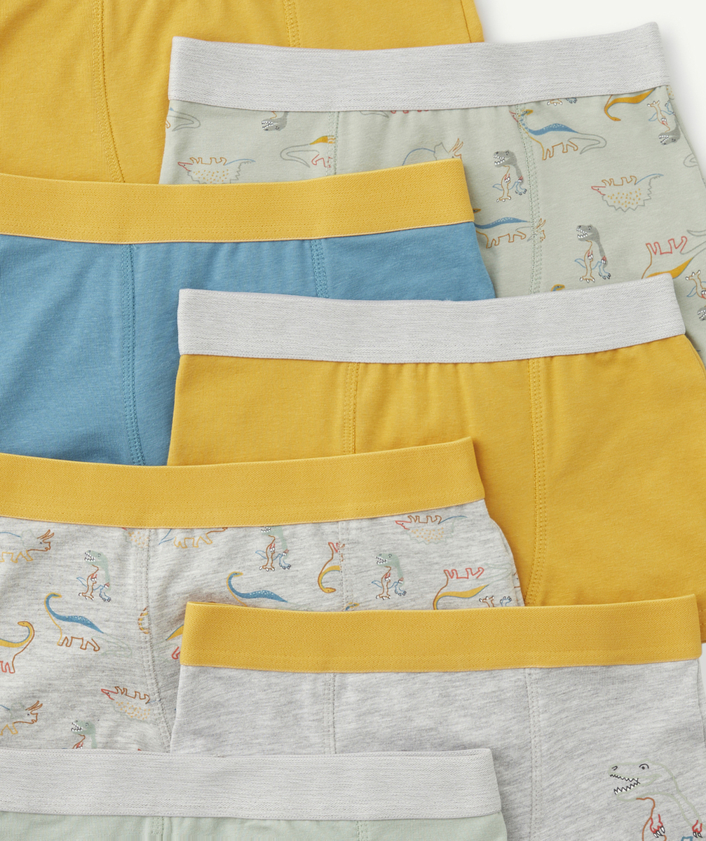 LOT DE 7 BOXERS GARÇON EN COTON BIO THÈME DINOSAURES