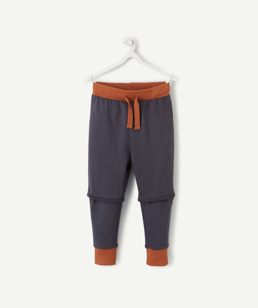 LE PANTALON JOGGING BLEU MARINE ET TERRACOTTA EN COTON PIMA