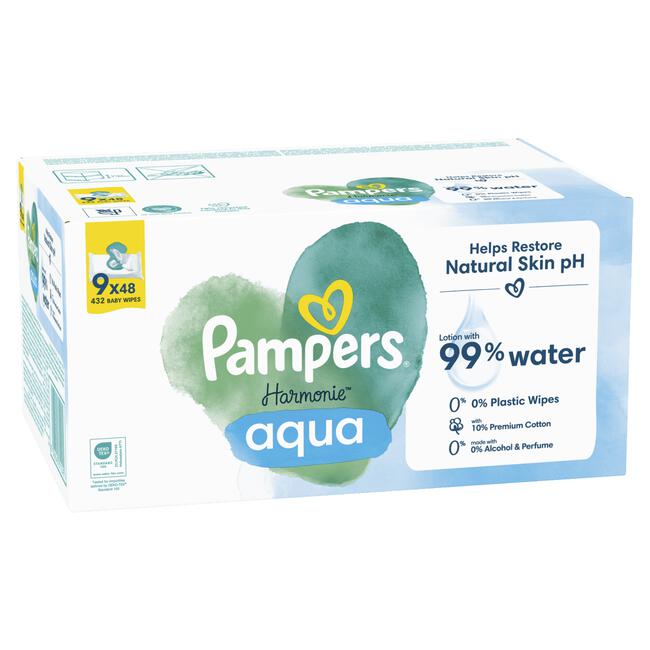 Pampers Harmonie Aqua Billendoekjes 9x48 Stuks