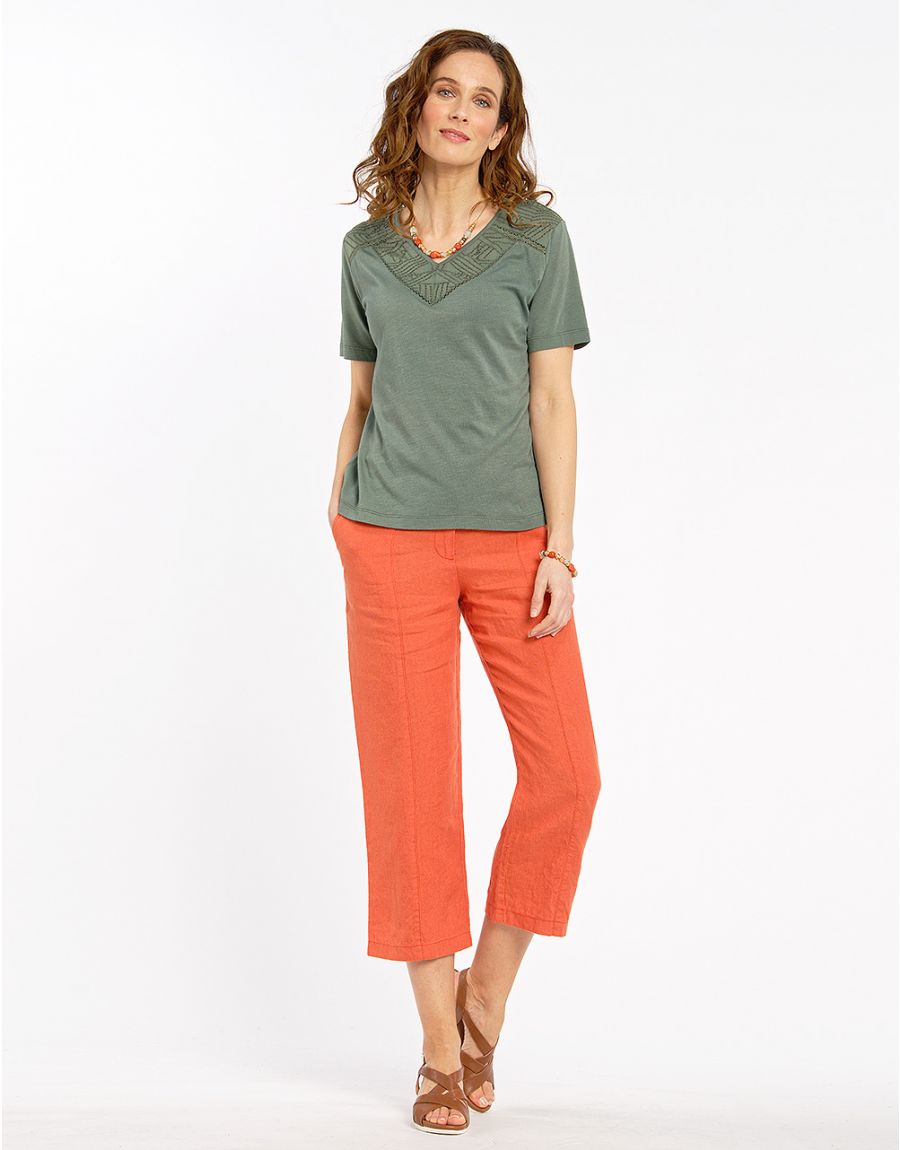 T-shirt brodé kaki