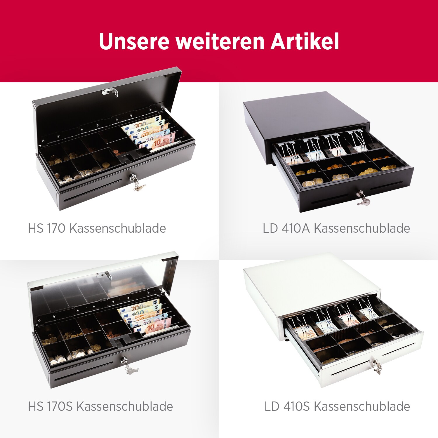 LD 410A Kassenschublade elektrisch Olympia Kassenkompatibel mit RJ11/12 Anschluss