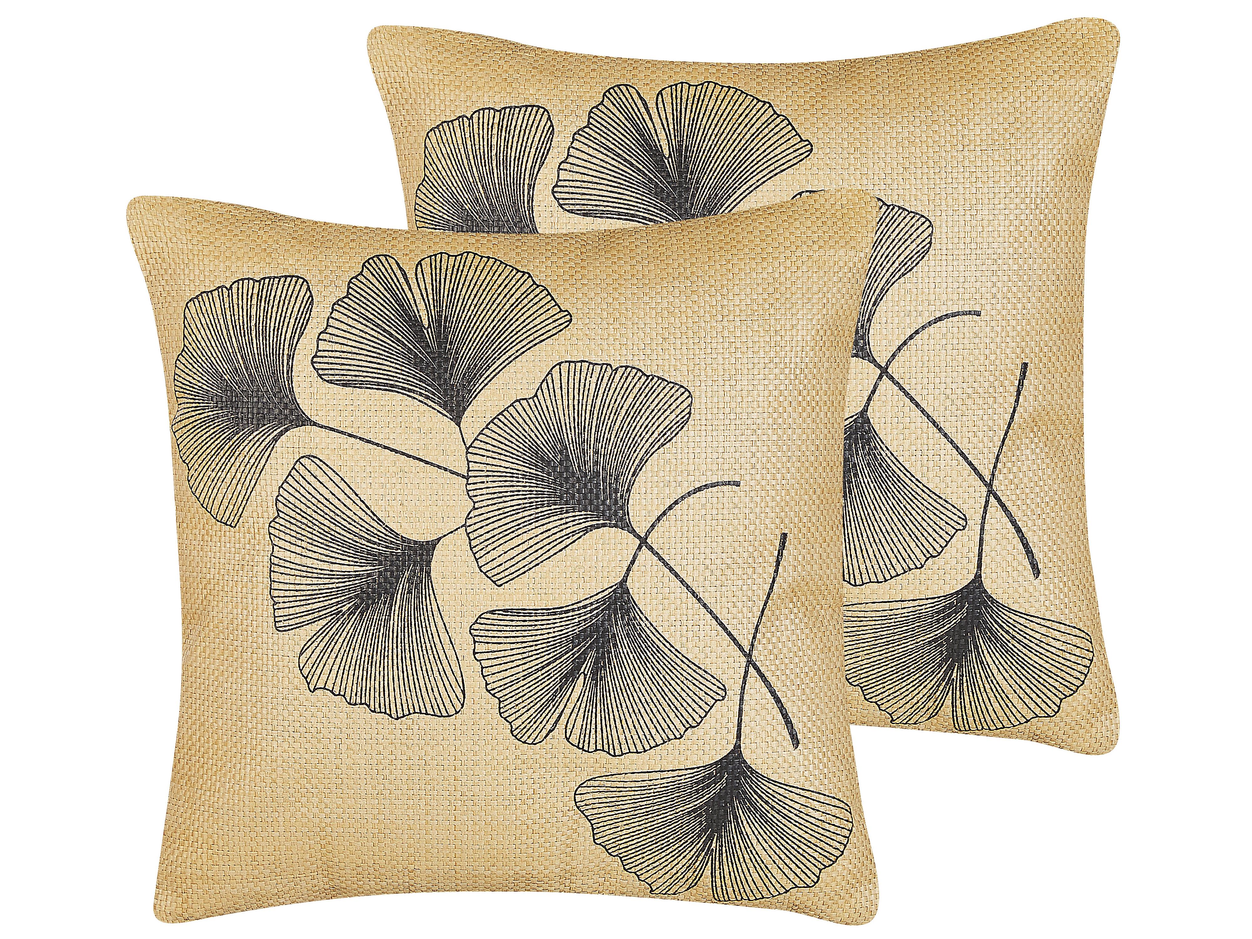 Set van 2 sierkussens WAKAD 45 x 45 cm Beige bladpatroon