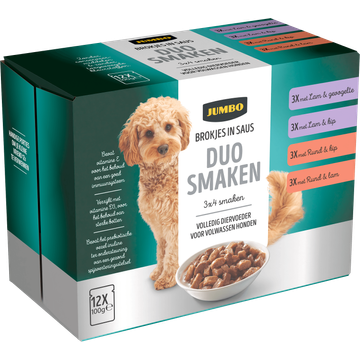 Jumbo Hond Maaltijdzakjes Brokjes in Saus 12 x 100 g