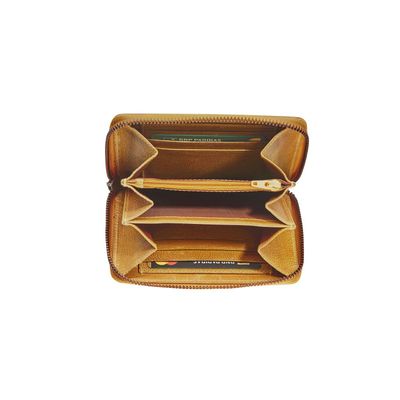 Porte-monnaie à fermeture éclair Savannah - petit format - cognac - label M