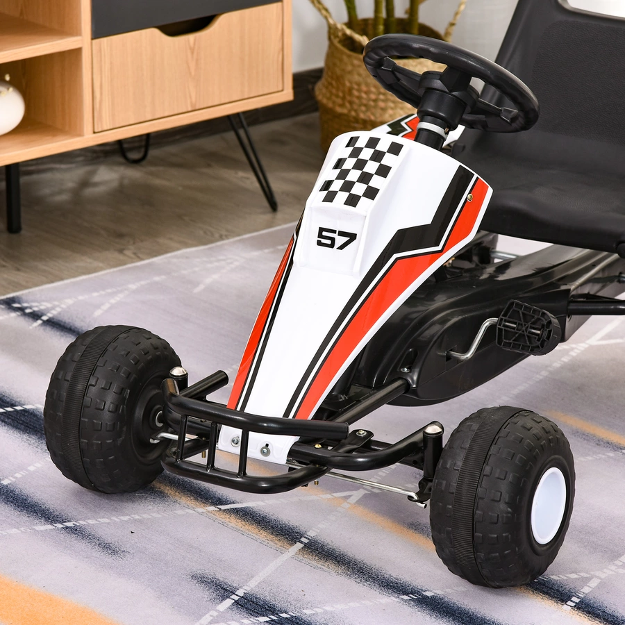 HOMCOM Kinder Go-Kart mit Handbremse weiß