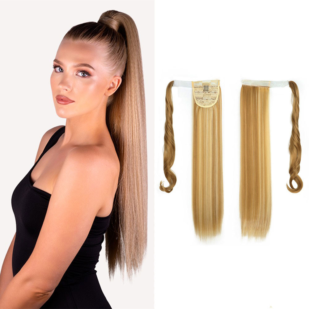 (58cm) Kunsthaar Extensions Pferdeschwanz Haarverlängerung - Blond (Mesh)