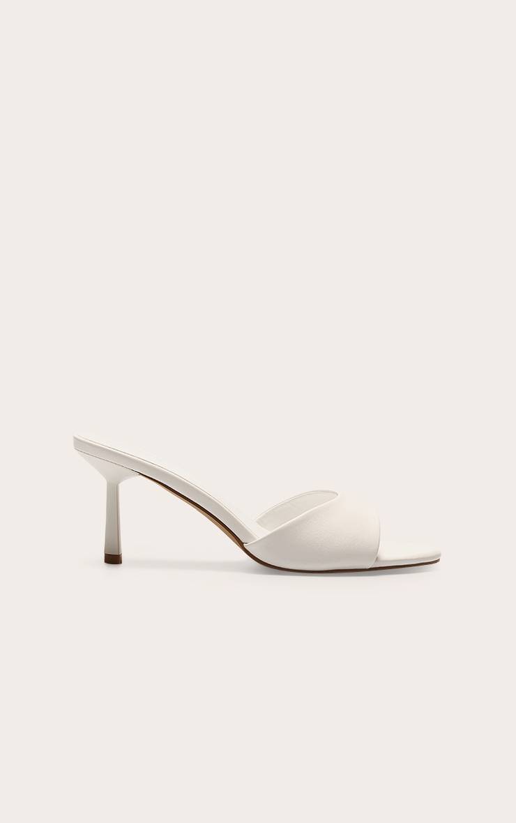 Blanc Mules À Bout Rond En Synthétiquecuir Coupe Large À Talons Moyens